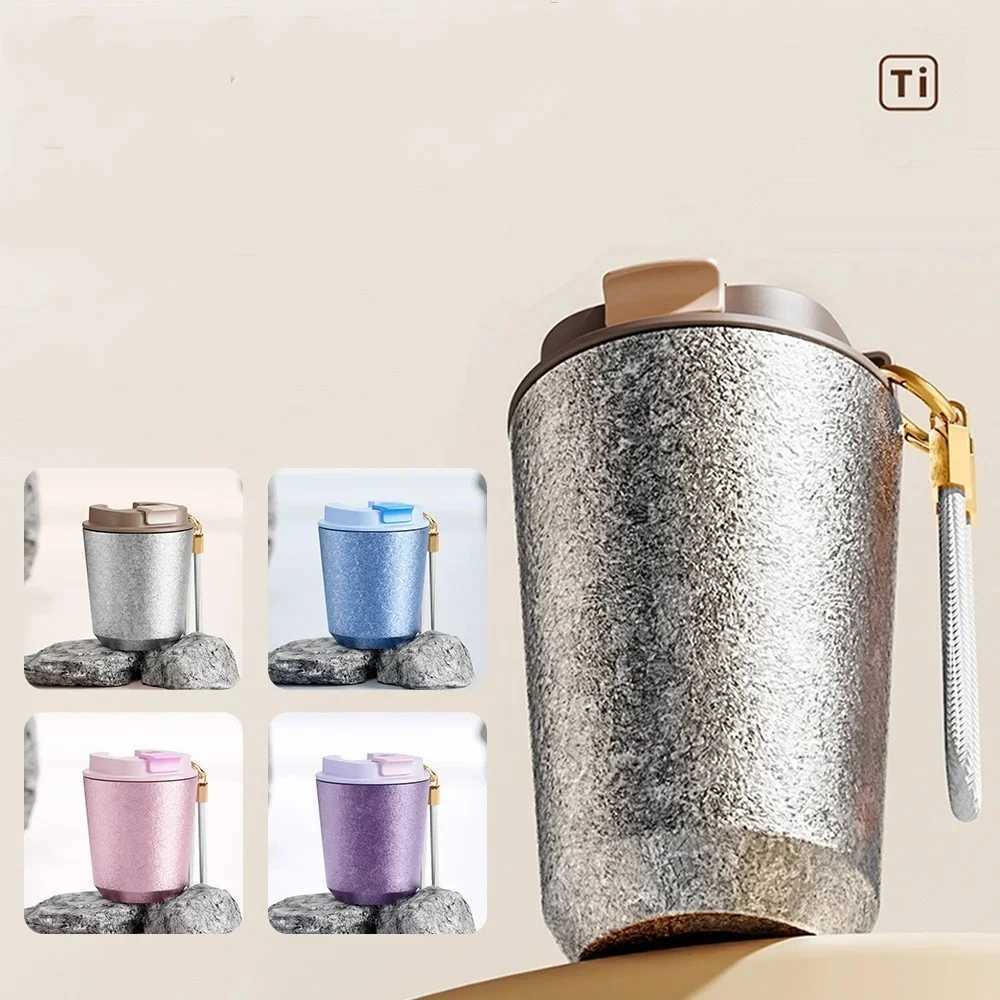 Fashionable cup Titanium Inner Travel Thermal g WideMouth with Lid Double-Wall Vacuum Insation Water Bottle With Rope Portable Leakproof Y251110