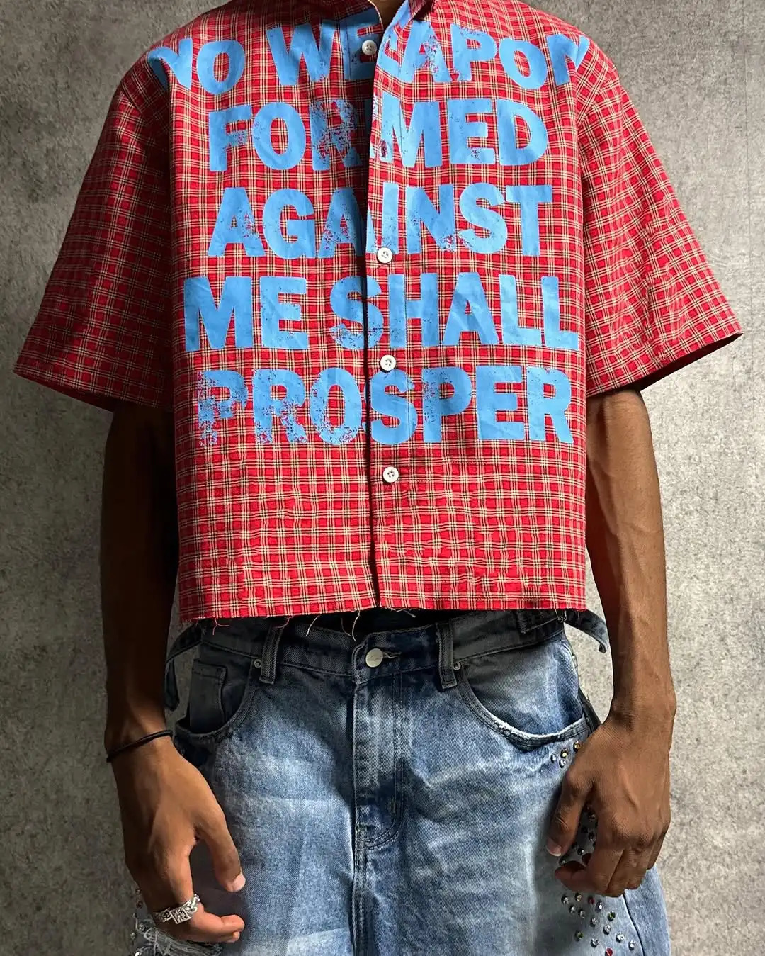 Retro Harajuku plain weave shirt old characteristic art letter printing campus style short sleeved buttons mens commuting day coat top 250410