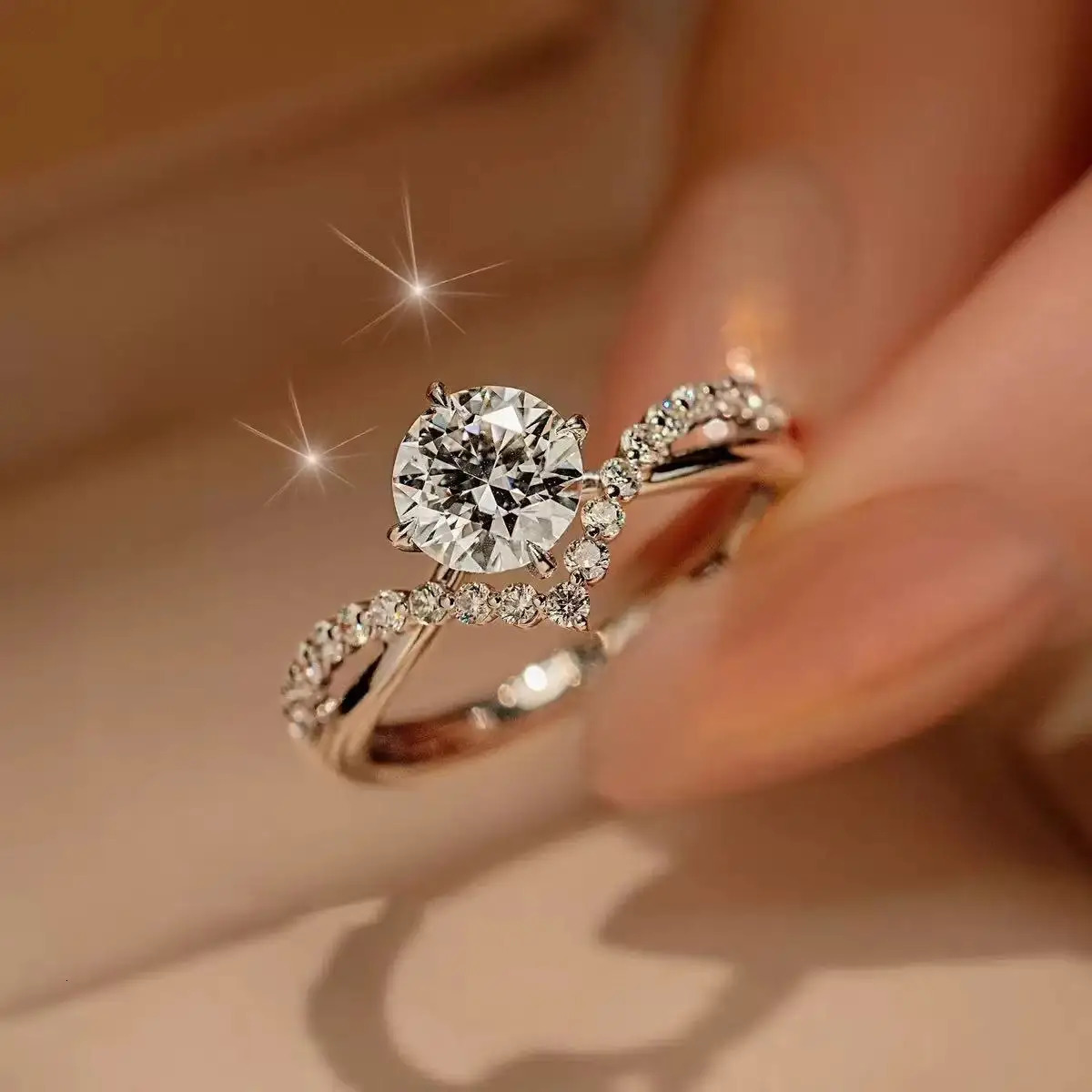 TEN CARATS 1CT Ring for Women S925 Pure Silver VVS1 Laboratory Cultivated Diamond Engagement Wedding Jewelry GRA 251023