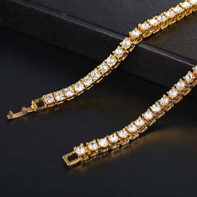 Iced Chain 1 Drainage Dia Black Tennis Necklace Men's Hip Hop Jewelry