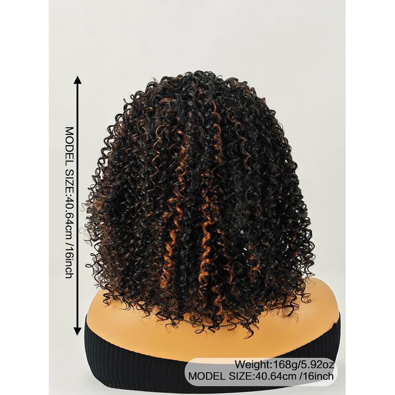 Especially Yours Wig Shoulder-Length Layers Natural Spiral Curls with Full, Bouncy Volume, Comfy Stretch Band/Runway Shades of Black Headband Kinky Cu
