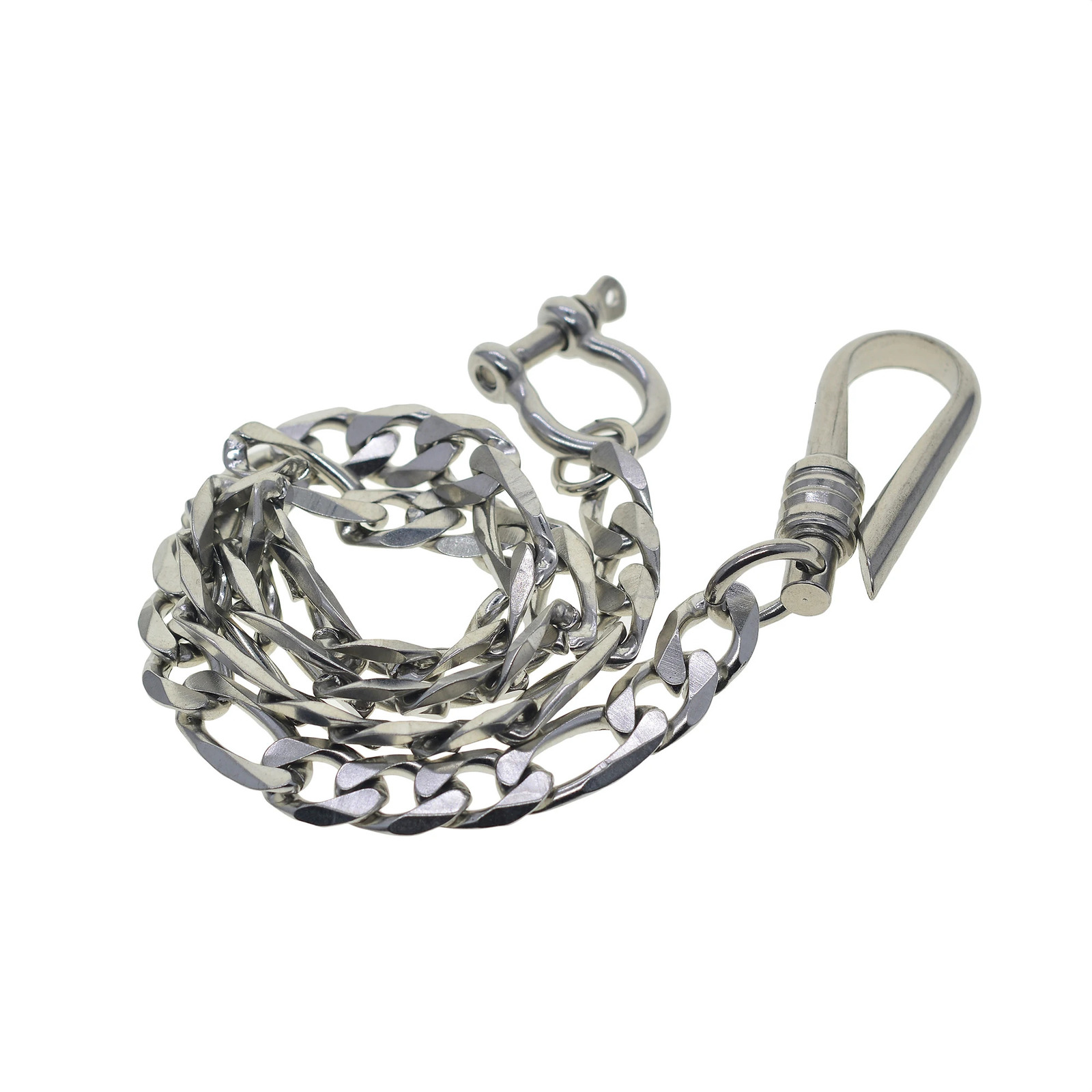 Stainless Steel Wallet Jean Trouser Bicycle Keychain D Coupling Simple U 6mm Wire Hook Extra Large Cuban Figaro Chain 250410