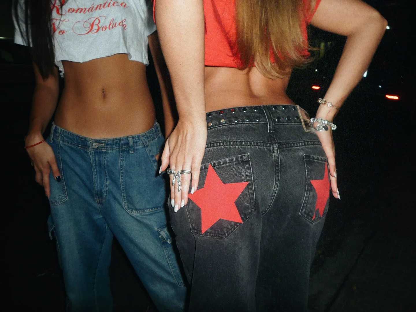 ONE DILEMMA Women Y2K Vintage Jeans Star Pattern Metal Rivet Jeans Female Baggy Casual Straight Leg Denim Pants Women Clothing C251110