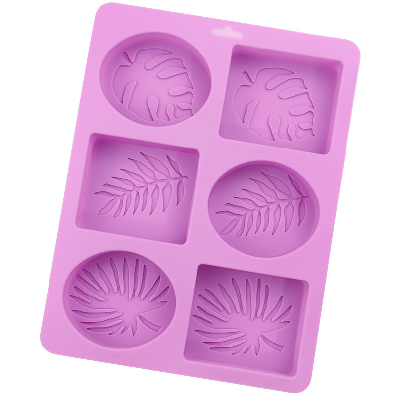 In Stock Wholesale 6-Linked Square Oval Leaf Handmade Soap High Temperature Resistant DIY Aromatherapy Cake Mold