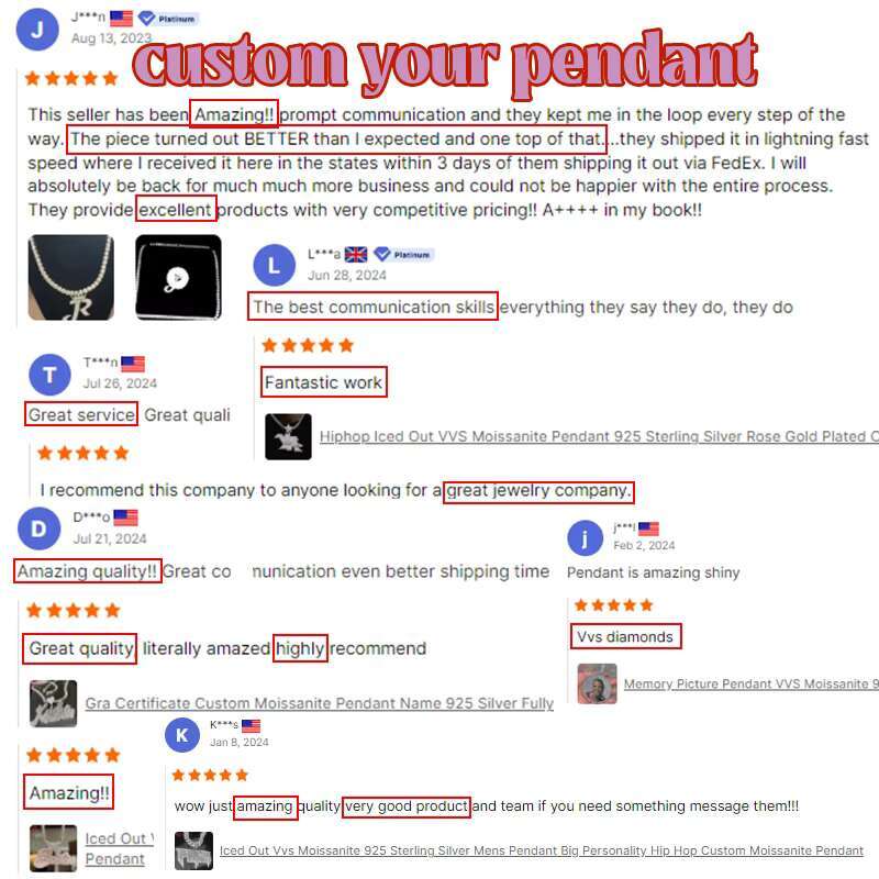Customize Hiphop Jewelry Two Tone 925 Sterling Silver Custom Iced Out VVS Custom Moissanite Pendant