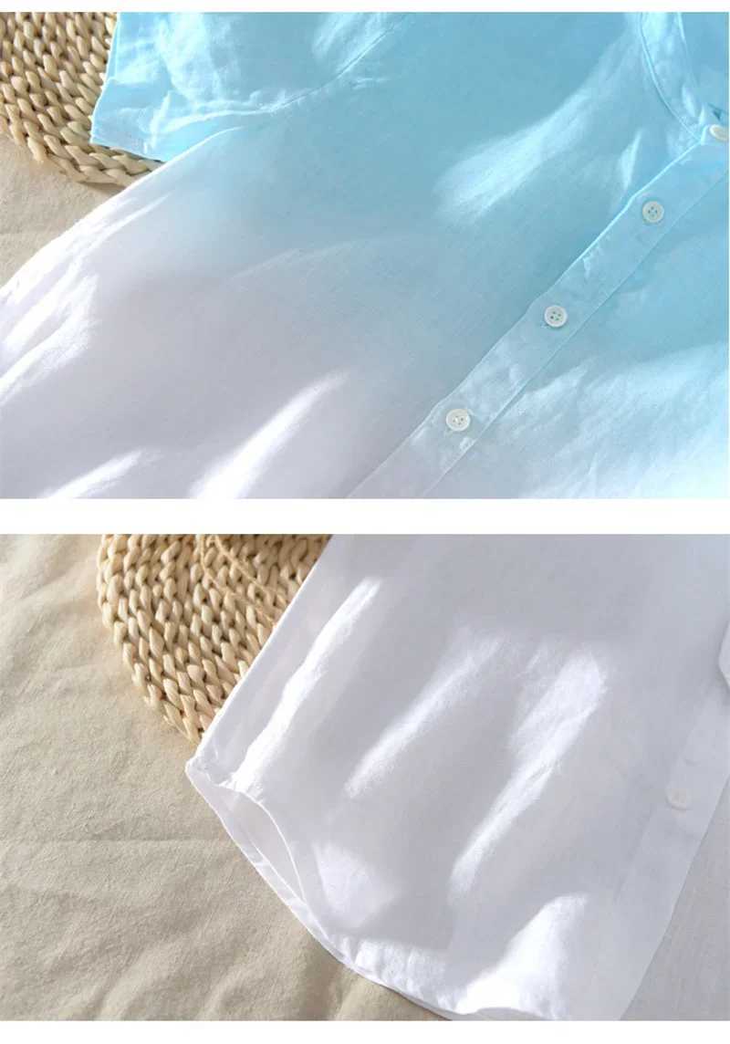 Short sleeved 100% linen cool breathable comfortable and healthy material gradient beach mens cardigan X250410