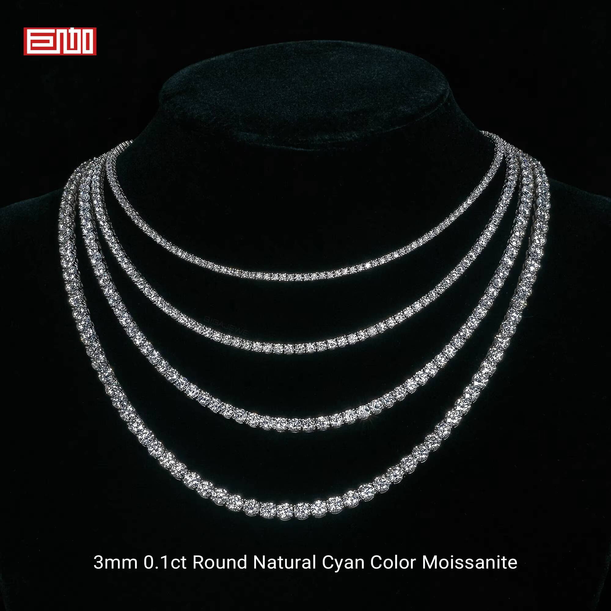 GIGAJEWE Moissanite Tennis Necklace and Bracelet 925 Sterling Silver Plated with 18k White Gold Pass the Diamond test