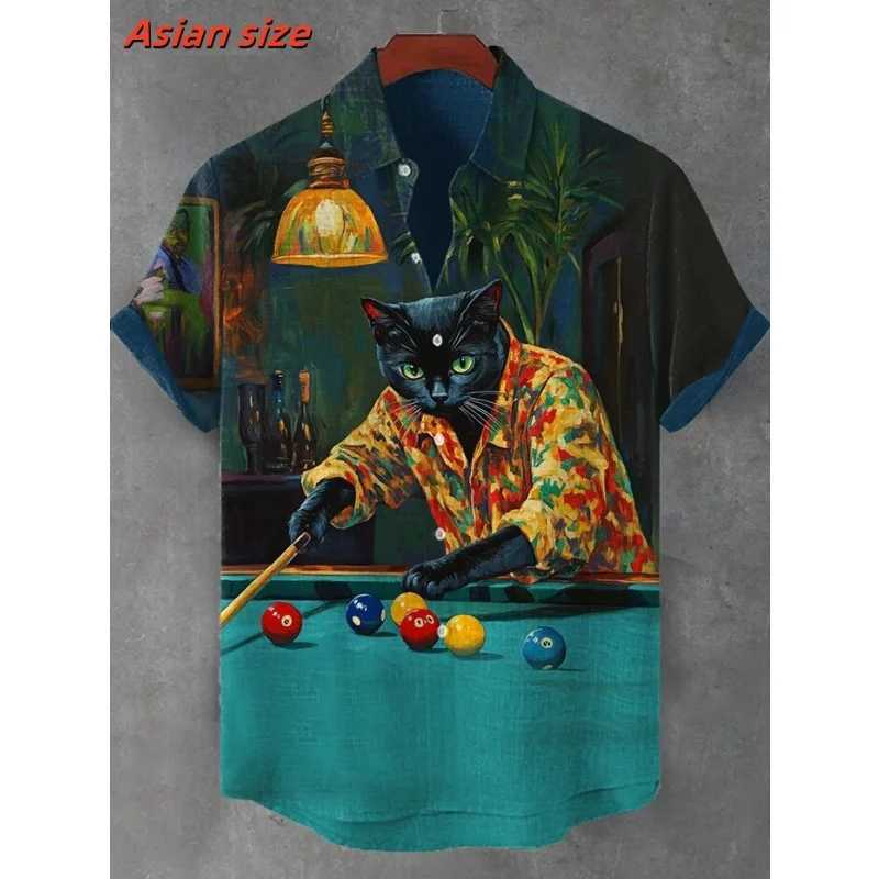 Interesting dog monkey pattern Hawaiian shirt mens cat fish 3D printed Aloha shirt summer street casual short sleeved lapel shirt X250410