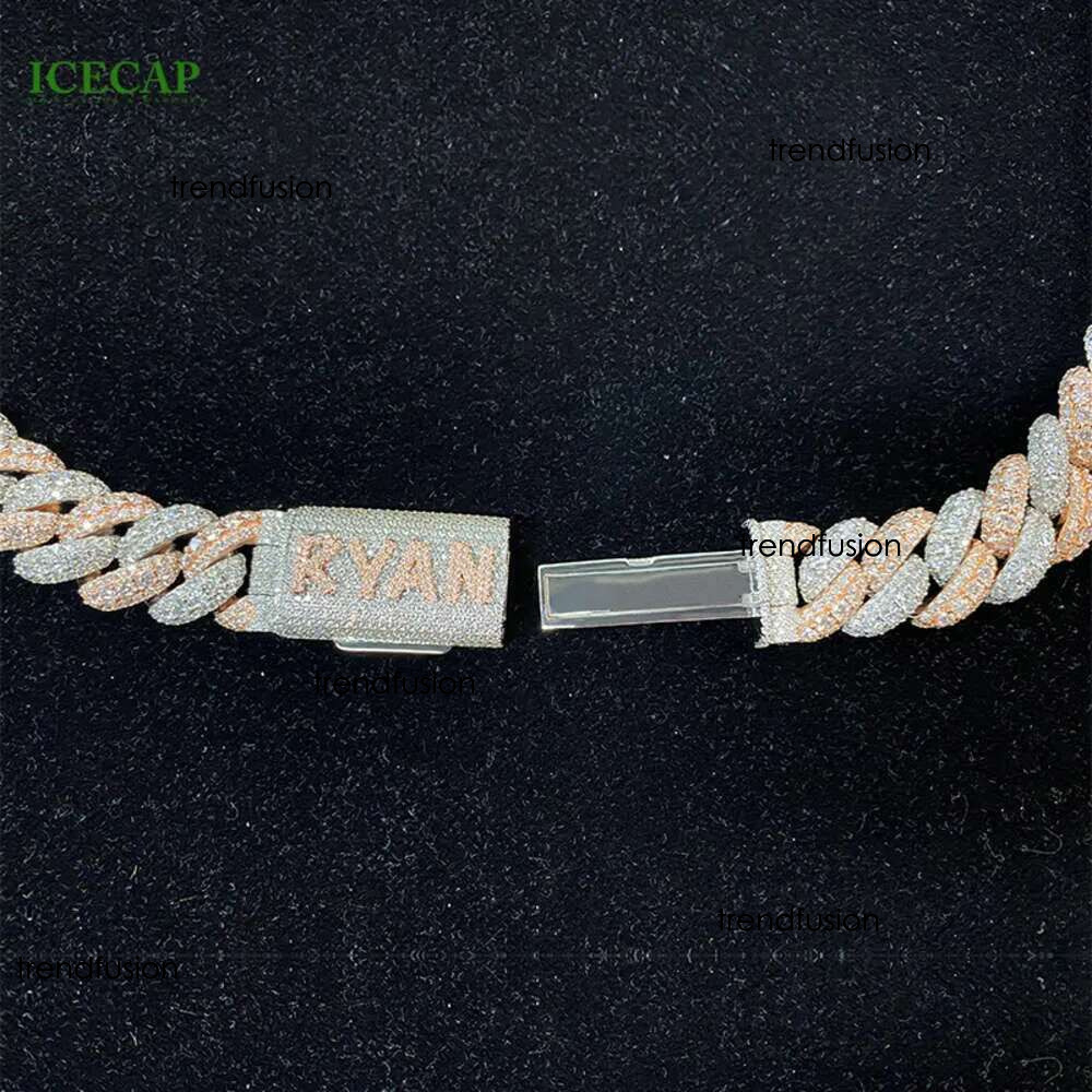 Custom Necklace Sier Vvs Moissanite 2 Tone Round Cut Dia Personality Lock Catch Cuban k Chain for Men