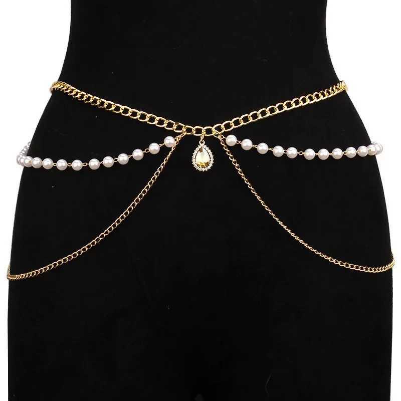 New sexy mtilayer pearl chain for waist warmers belly chains belly bands and summer beach body jewelry festival gifts X250410