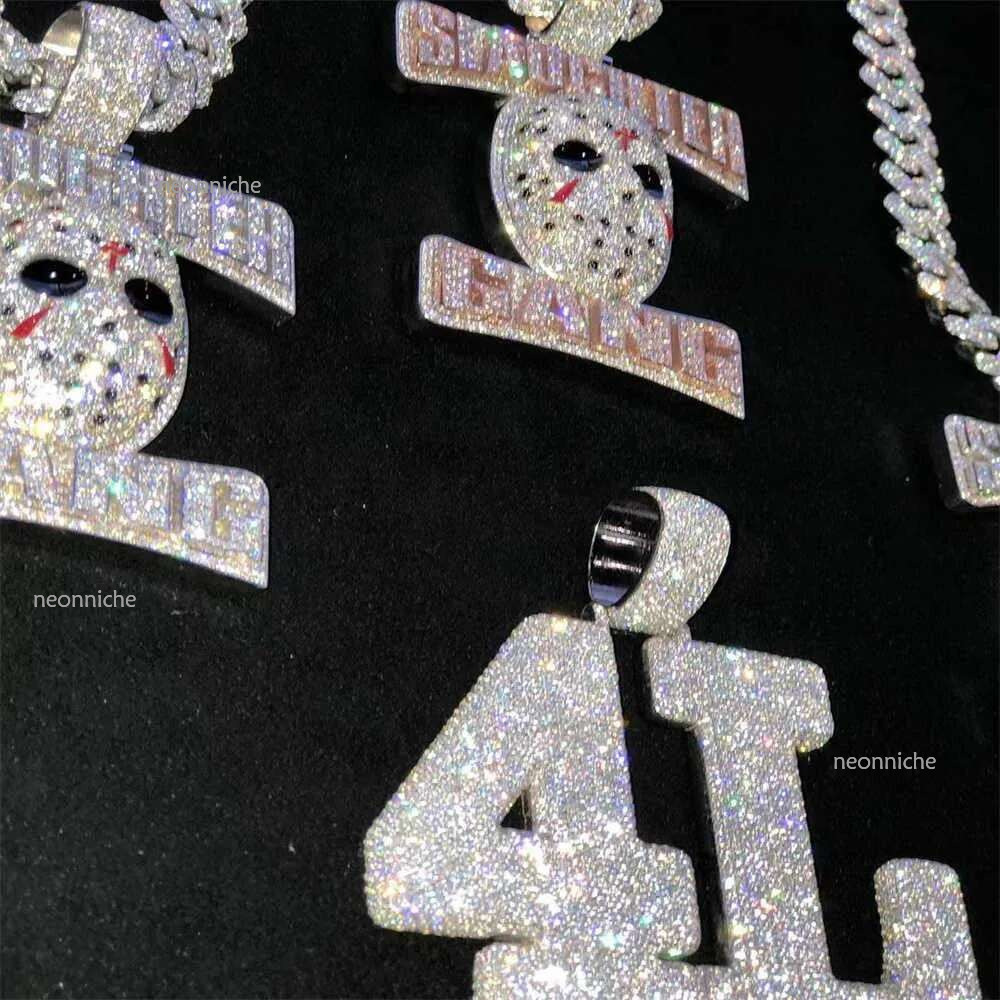 Custom Hip Hop Jewelry Rapper Letter Iced Out Baguette Initial Vvs Moissanite Pendant