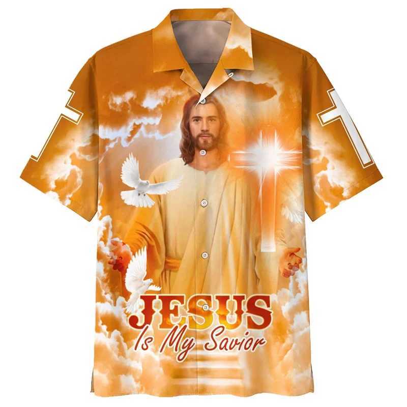 Jesus loves me God loves the world. Hawaiian shirts mens fashion cool beach shirts summer cool floral shirts tops X250410