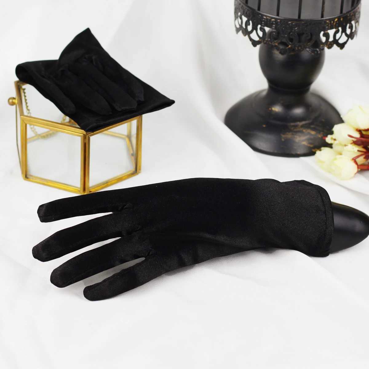 WG044 Simple Wedding Bridal White Black Gloves Satin Brides Bridesmaid Gloves Evening Party Glove for Women L251110