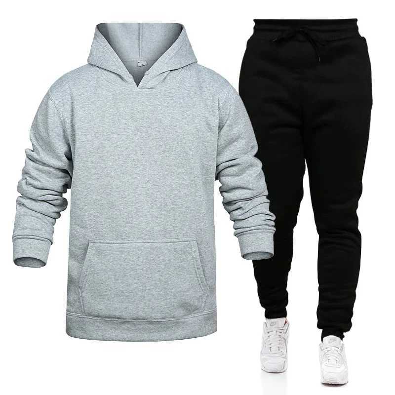 men Sportswear pure color sport Suit man/woman HoodiesPants fitness Clothing Spring Autumn 2 pieces Sets casual Male Tracksuits W251110