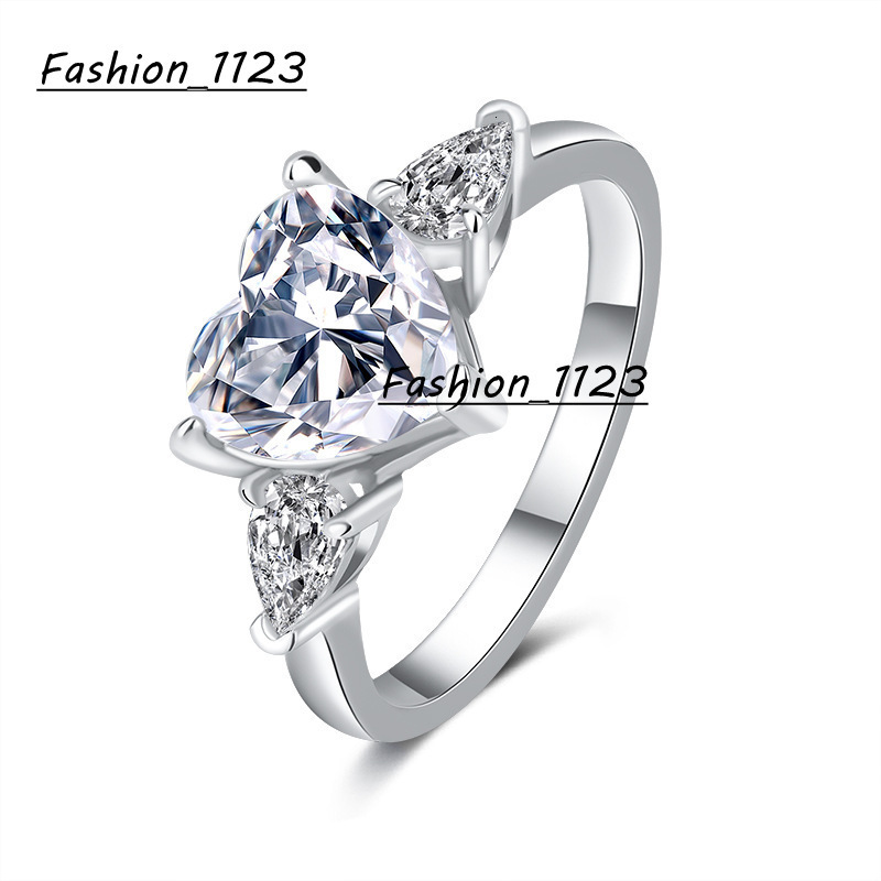 Fine Jewelry S925 Sterling Silver 1Carat Heart Shaped Moissanite Ring for Women Finger Promise 925 Silver Moissanite Rings
