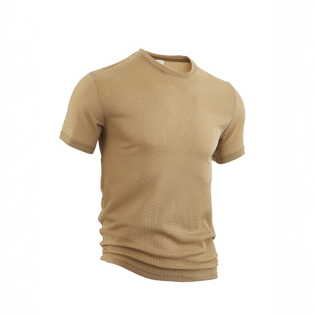 Summer bamboo foam gauze mens short sleeved breathable quick drying slim fit top mens fashion trend