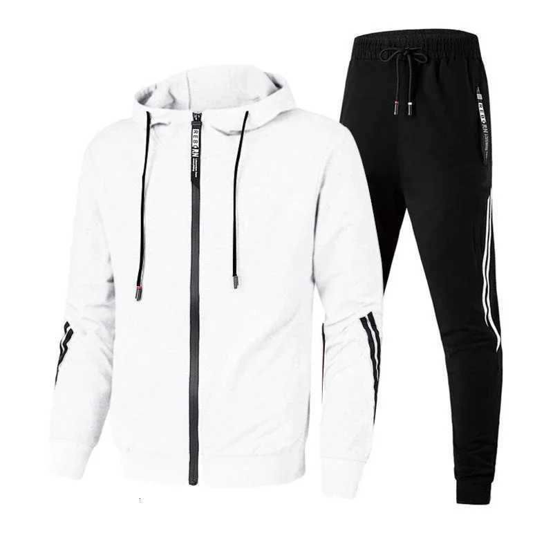Mens Tracksuit Solid Color Casual Sweatshirt Sweatpants Sports Jogging Mens Clothing Zip Hooded Jacket Single Piece Coat Pants W251110