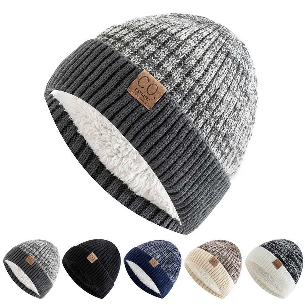 Winter Fashion Unisex Hat Ski Hat Two-Tone Winter Hats Add Fur Lined Men And Women Warm Beanie Cap Casual Winter Knitted HatsXJ251110