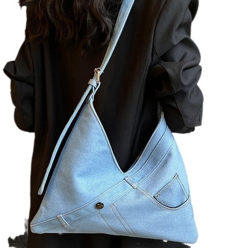 Womens Trendy Denim Shoulder Bag - Stylish Arm Pit Crossbody with Ample Storage for Everyday Use