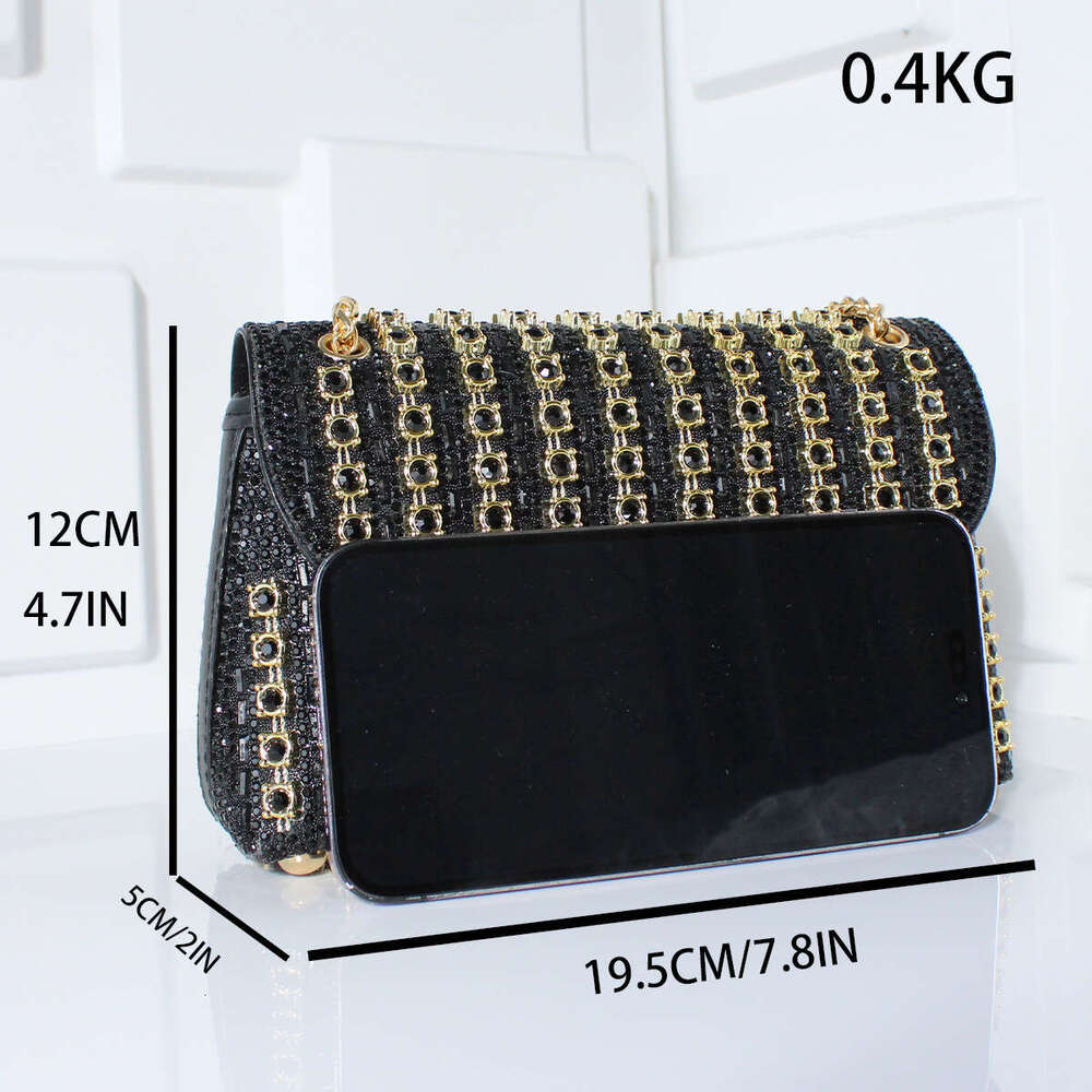 New European American socialite fashion crossbody dinner bag with dia inlaid exquisite and high-end square women's handbag, 2025 temperament vers