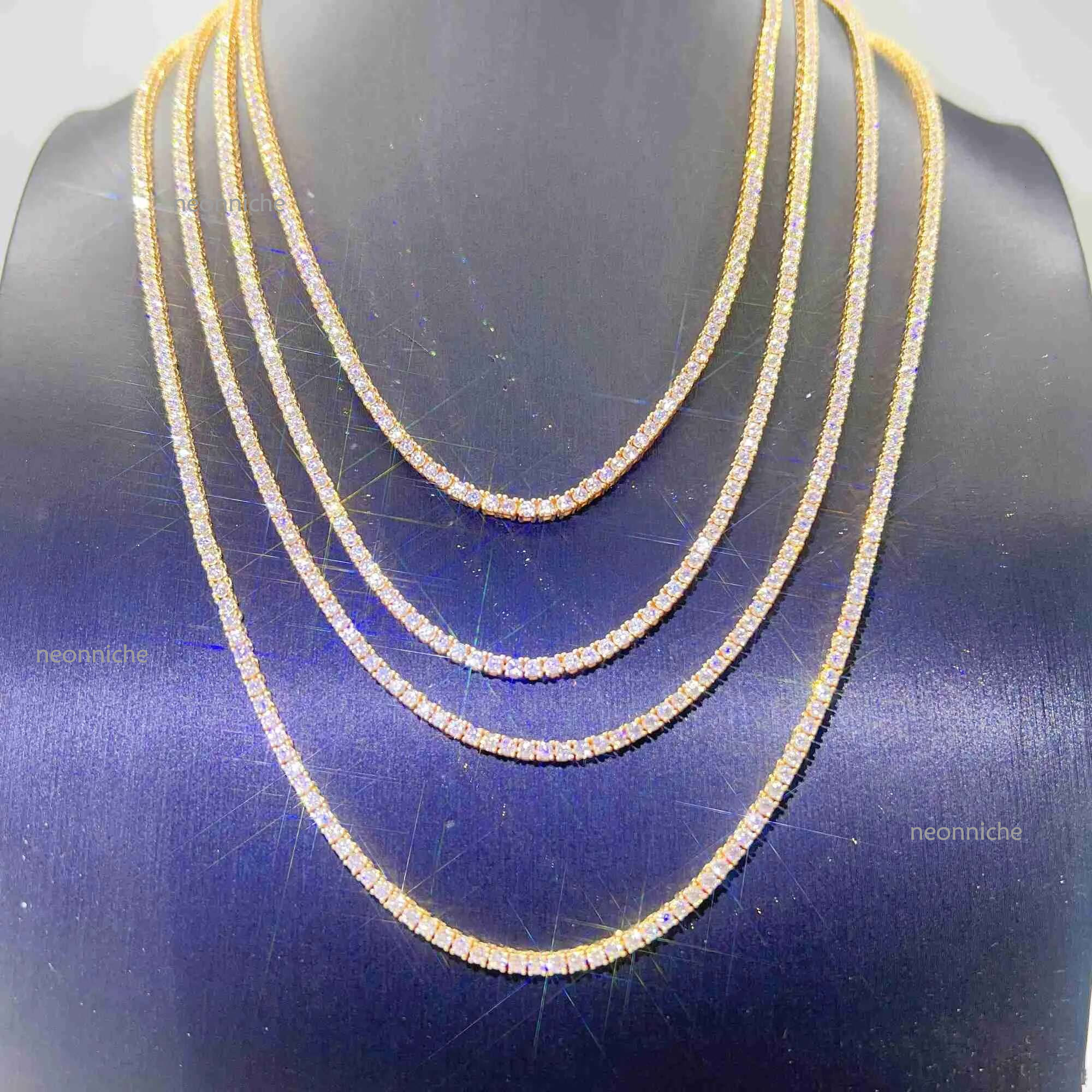 Pass Dia Tester Gra Certified Vvs Moissanite Necklace S Sterg Sier 2mm Tennis Chain