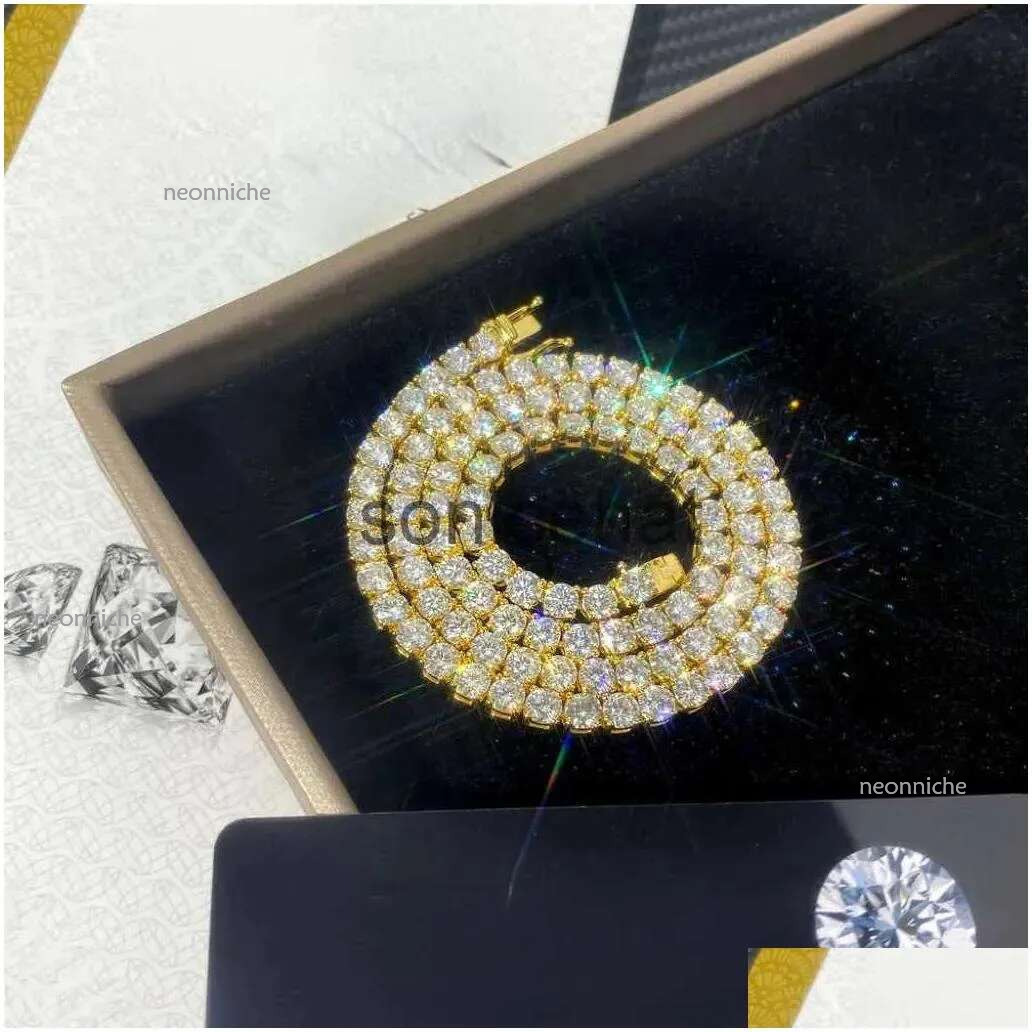 Designer For Women Fashion Hip Hop Sier Vvs Moissanite Dia Necklace Tennis Drop Delivery Pendants Otdyt