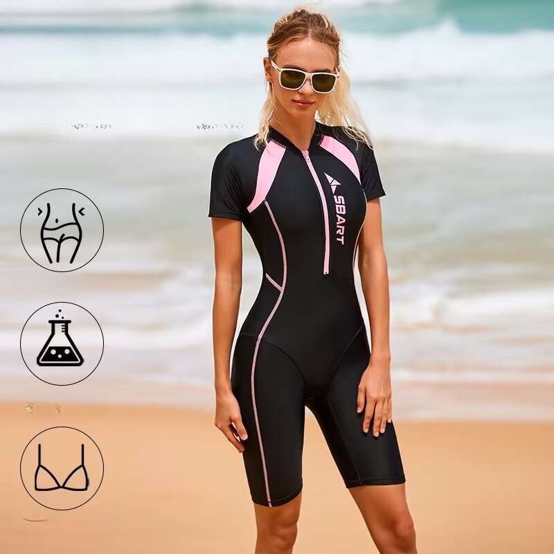 Shark Bat Snorkeg Slimming Vacation Premium Large Size Hot Spring Conservative Short Sleeve Belly Covering Sunscreen Swimsuit Women's 2025 New Ca
