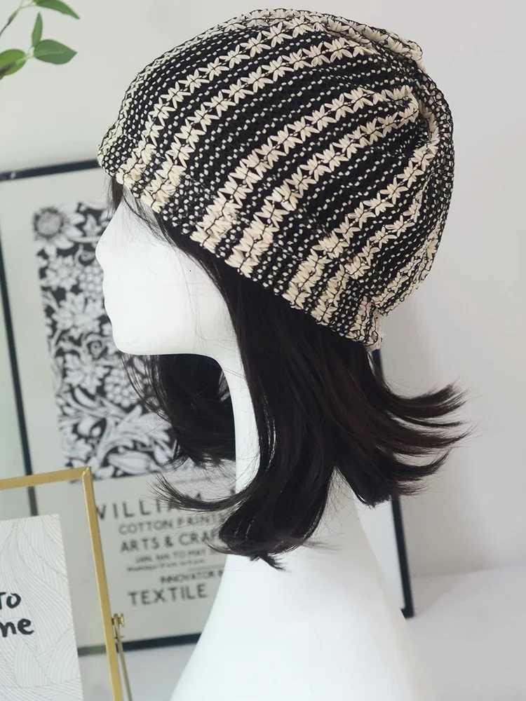 Hollow Knitted Beanies Hats For WomenMen Summer Crochet Striped Skullies Cap Outdoor Famela Cover Head Cold Caps Ear Hat BonnetXJ251110