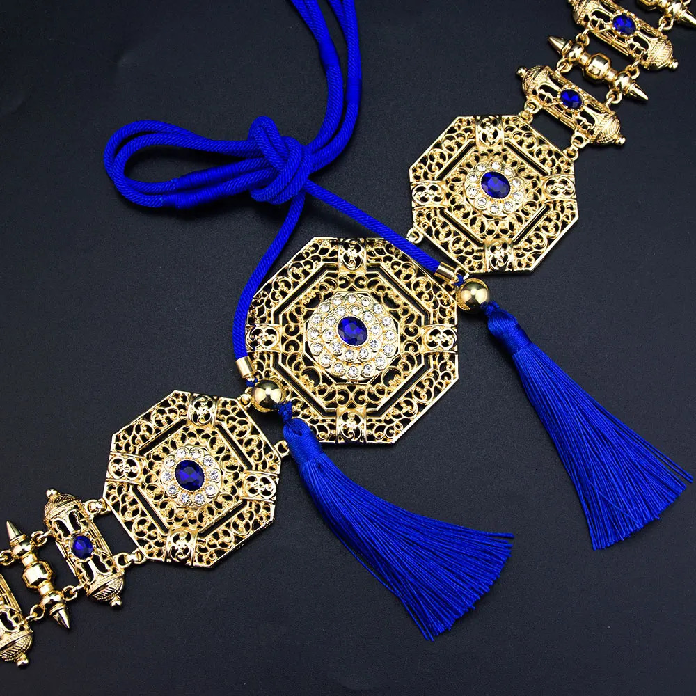 Poyasa Morocco Style Women Belt Waist Chain Adjustable Length Arabic Caftan Dress Belt Gold Color Body Jewelry 250409