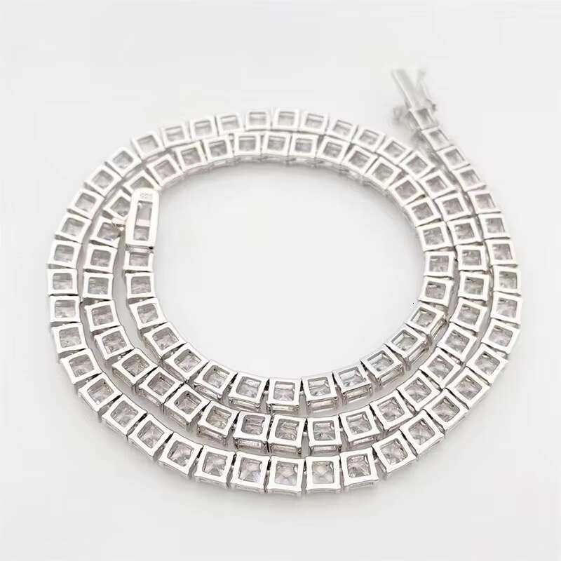 Fine Jewelry Hip Hop 925 Sterling Silver Zircon Diamond Cluster Iced Out Tennis Chain Bracelet Necklace for Men Women