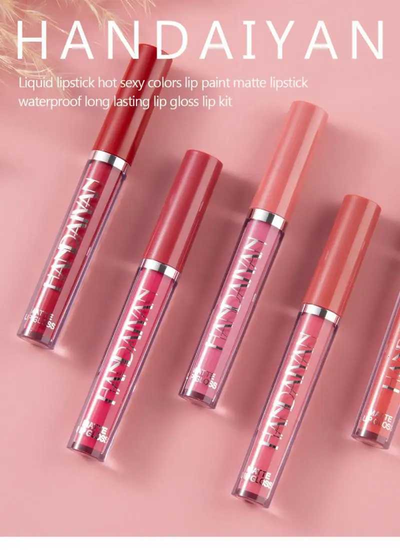 HANDAIYAN Matte Liquid Lipstick Velvet Pigments Lip Gloss Waterproof Moisturizer Nonstick Cup Lip Tint Beauty Cosmetics TSLM1T251110