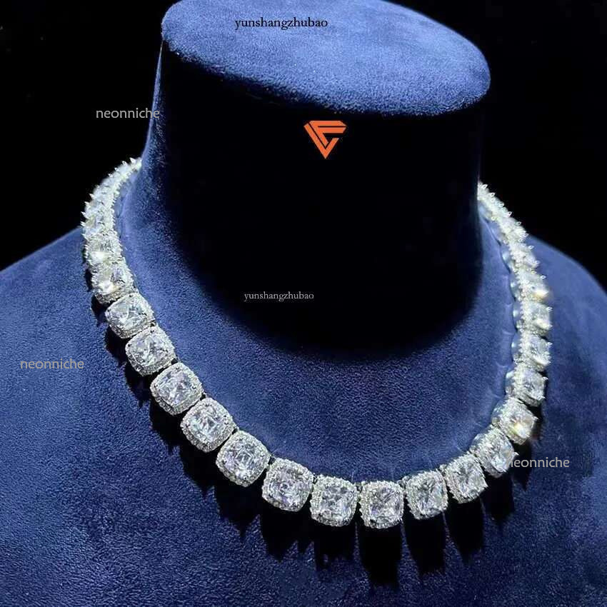 Lifeng Eent Cut Necklace Hand-set Craftsmanship10mm Rock Candy Tennis Chain d Vvs Moissanite Dia Chian