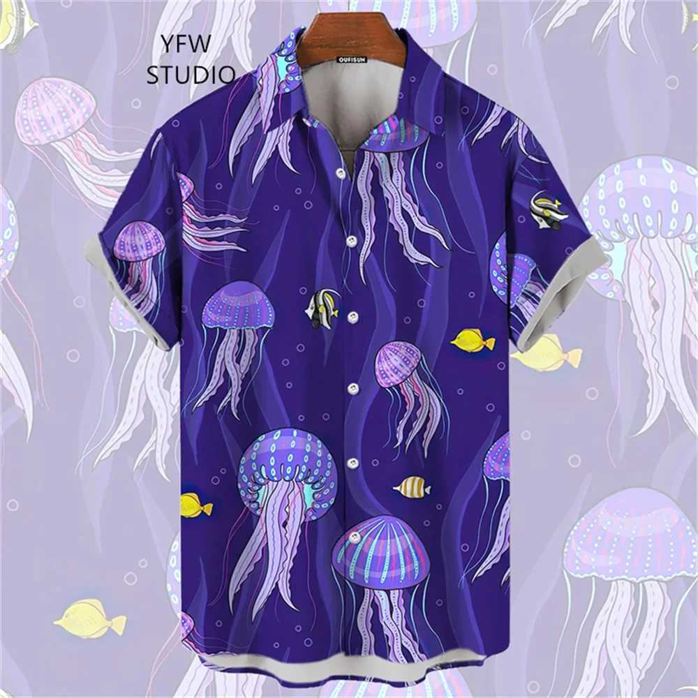 Starry Sky Whale 3D printed animal print shirt mens clothing elegant mens shirt Y2k mens top X250410