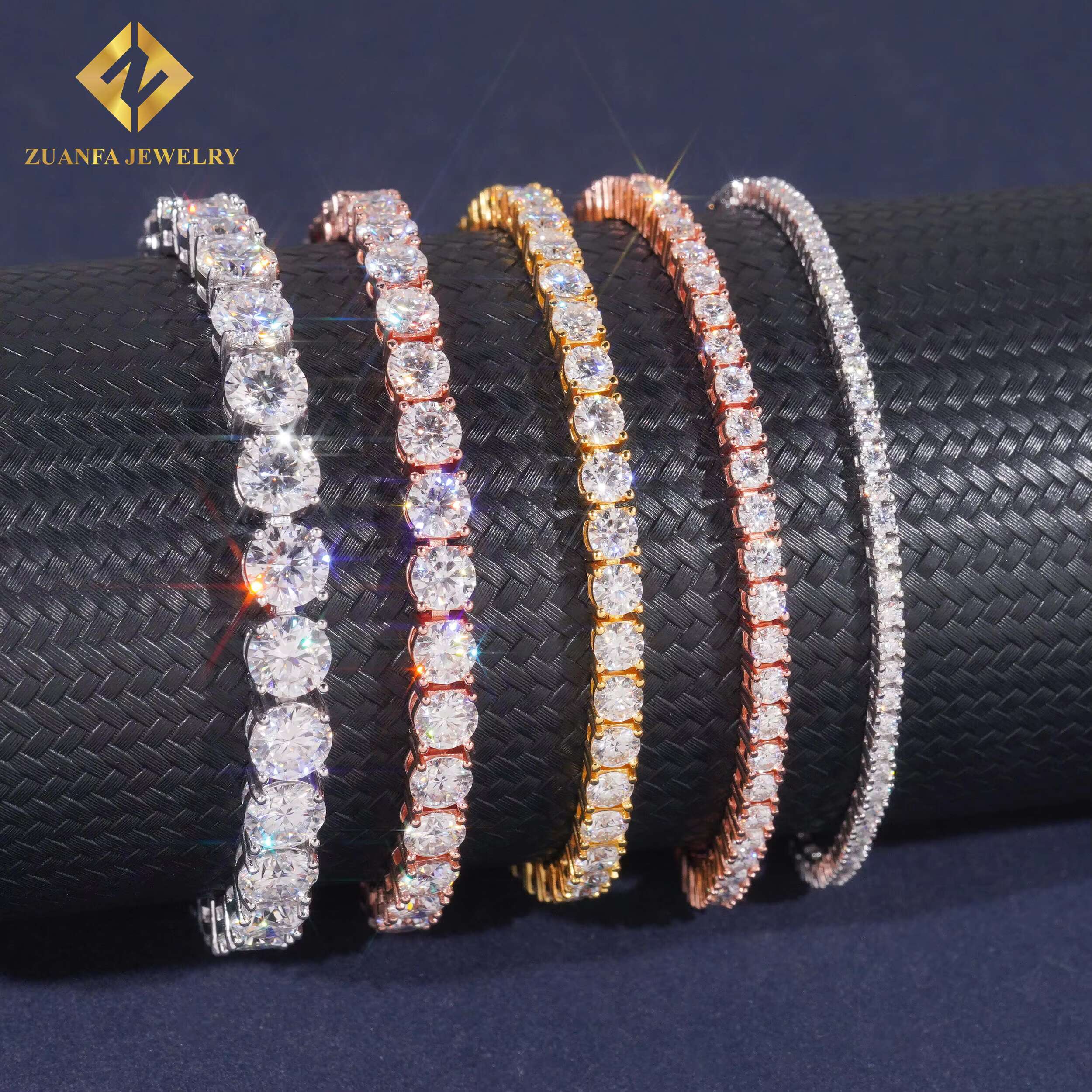 Hot Sale Sterg Sier Gold Plated Moissanite Dia Tennis Chain & Bracelet Large Store