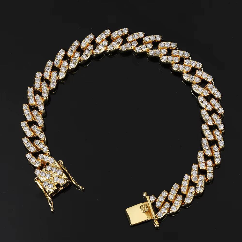 Hip Hop Jewelry 9mm Cuban Link Anklet Gold Plated Chain Full Pave 3A Zircon Iced Diamond Anklet