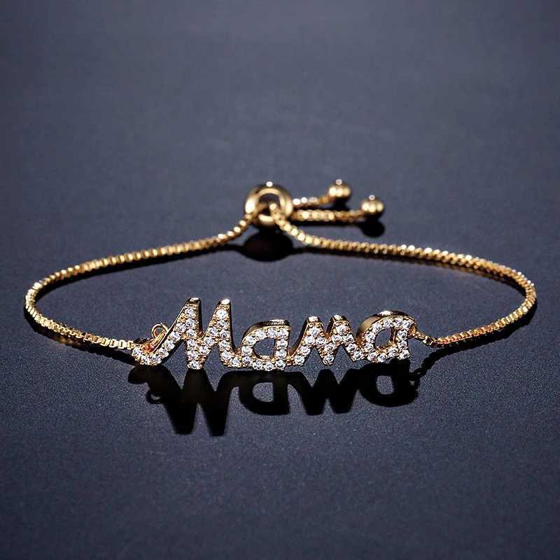 Exquisite Mama Letter Bracelet For Women Sparkling Crystal Zircon Adjustable Chain Bangle Mothers Day Mom Birthday Jewelry GiftT251110