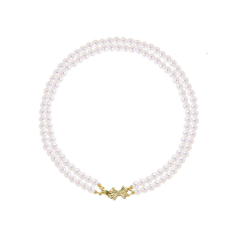 French Style Layered Bowknot Pearl for Women, High-end Luxury Cross-border Collarbone Chain, Elegant Versatile Necklace Wholesale