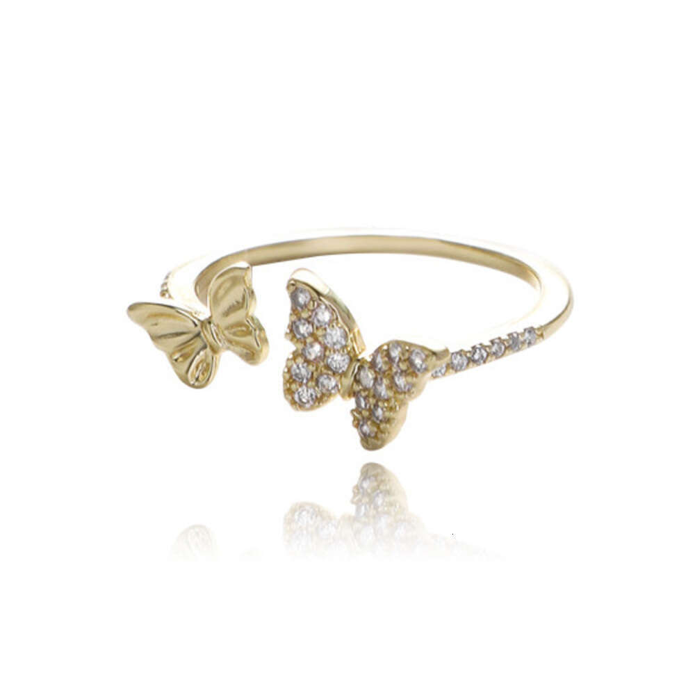 DHcollections INS Fashion Style Women's Butterfly Zircon Niche High-end Exquisite Petite Versatile Open Index Finger Ring