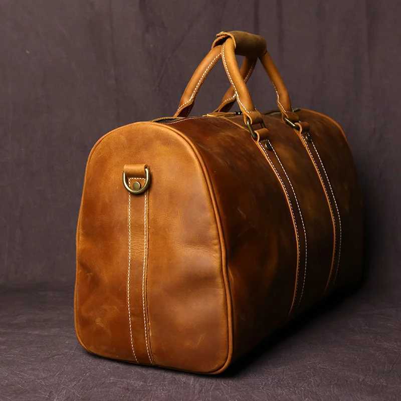 Retro Leather Mens Travel Bag Crazy-horse Leather Large-capacity Luggage Bag Top Layer Cowhide Men Portable Diagonal Bag NZPJ K251110
