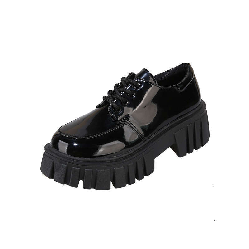 Woman Sandals Summer New Black Versatile Casual For Women British Style Thick Soled Small Leather Shoes Fashionable Lace Up Single Shoes