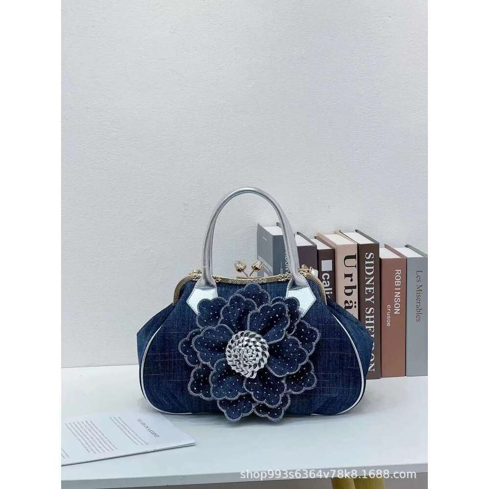 New fashion women's large capacity handbag high-quality wer denim dia-studded cross-body bag for women