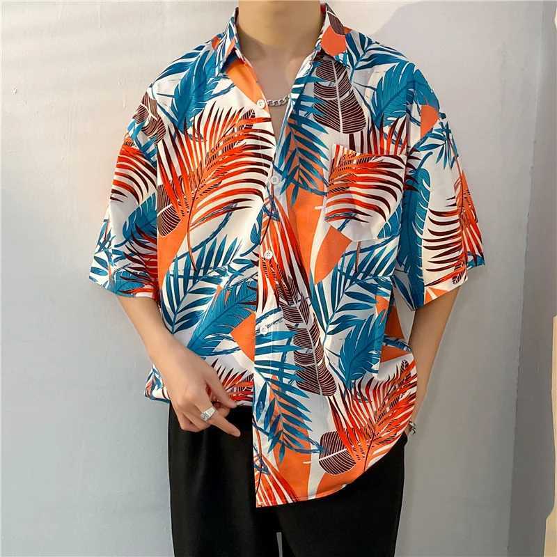 3D printed Hawaiian shirt mens short sleeved tropical Tiki style casual loose beach shirt summer floral Aloha shirt mens X250410