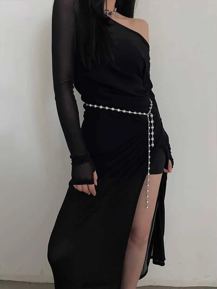 Small perfume style metal waist chain accessories dress senior Korean version net red belt thin belt X250410