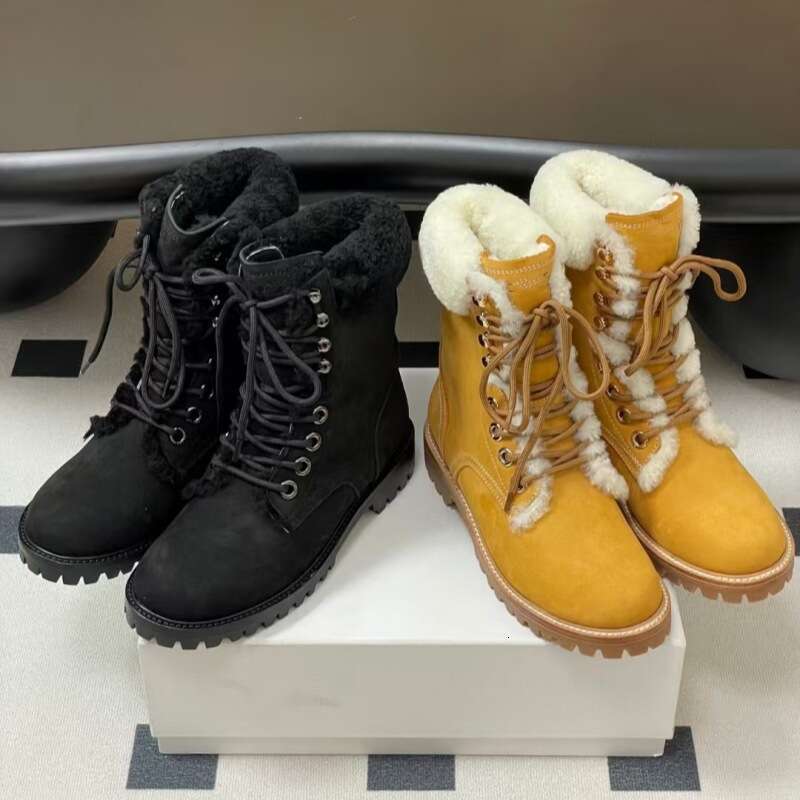 High Version Triumphal Arch Wool Martin Short Boots For Women Genuine Leather British Style Men's Autumn Winter Thick Sole Bumblebee Cotton Shoes