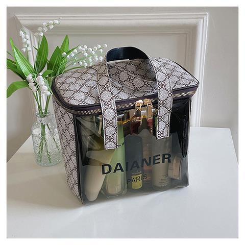 Large capacity cosmetic bag luxury design PVC waterproof transparent toiletry storage bag for Men and Women Travel