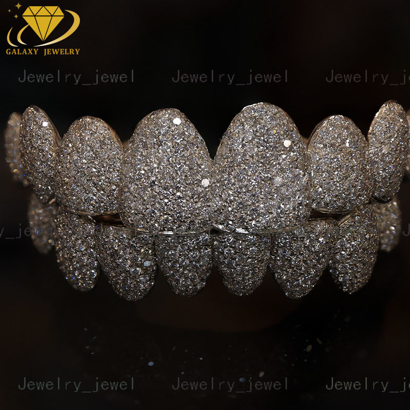 Luxury Jewelry Grillz for Teeth 925 Sterling Silver Iced Out Custom VVS Moissanite Hip Hop Grillz for Raper