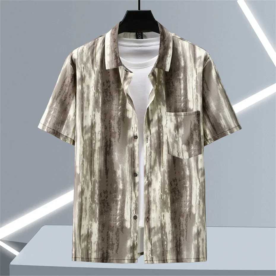 10XL11XL plus size mens summer tie dyed shirt fashionable casual Hawaiian beach shirt mens summer top plus size 10XL X250410