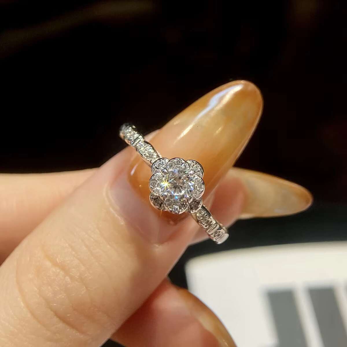 Fashion Jewelry 0.3 Mosanite Castle Rose Ring Women 925 Sterling Silver Moissanite Diamond for Engagement Ring