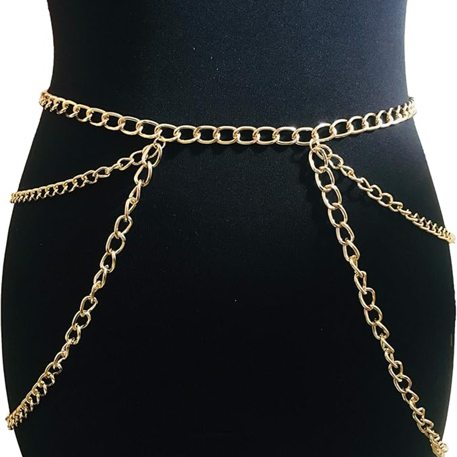 6Pcs Boho Multilayer Coins Waist Chain Butterfly Sunflower Disc Golden Belt Tassel Chest Sexy Body Belly Chain O Ring Adjustable Body Harness