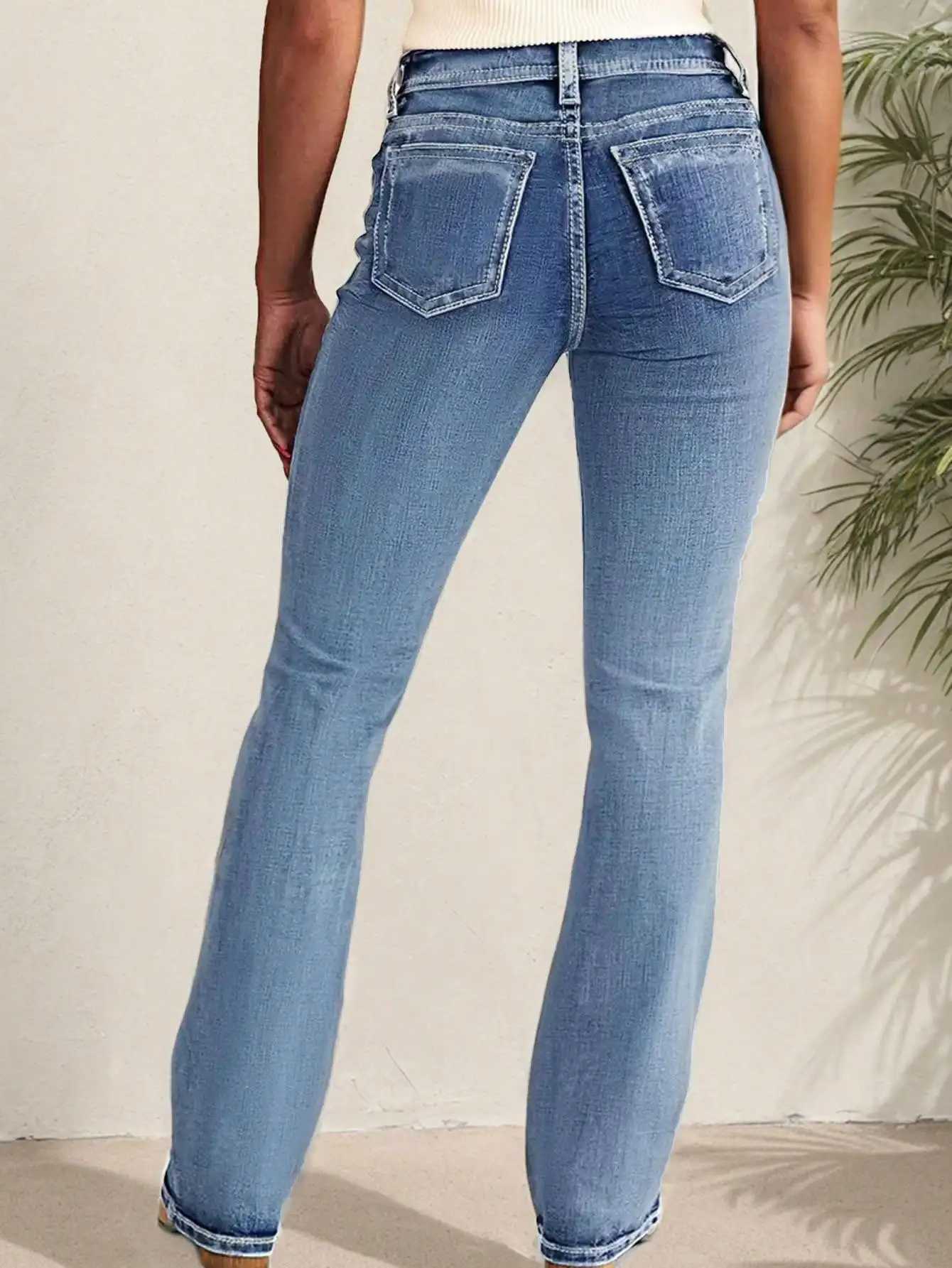 New Womens Casual Button Pocket Jeans - High-Quality Straight-Leg Denim Pants for Everyday Wear - Best-Selling Trendy Jeans for C251110